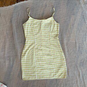 Yellow and White Checkered Mini Dress